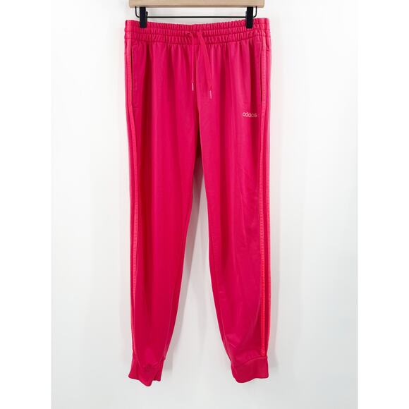 Adidas Essentials Jogger Large Track Pant Pull On Power Pink Three Tricot Stripe - Picture 1 of 13